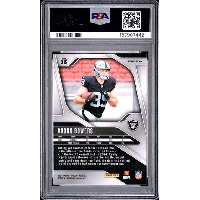 2024 Prizm #315 Brock Bowers Pink Wave PSA 9