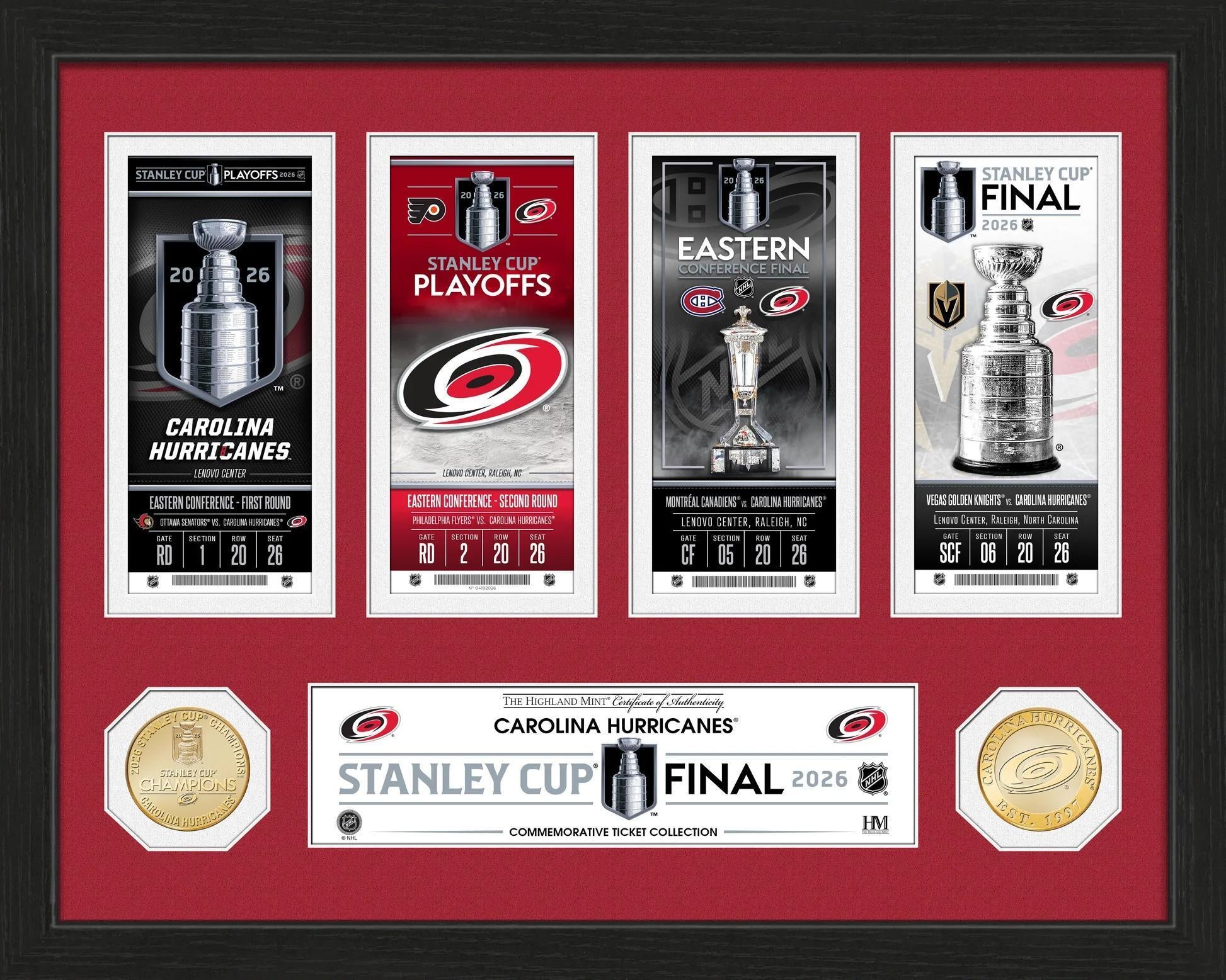 Carolina Hurricanes 2026 Road to the Stanley Cup Bronze Coin Ticket Collection 12"x15"