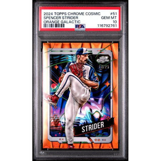 Spencer Strider 2024 Topps Chrome Cosmic Orange Galactic #51 PSA 10