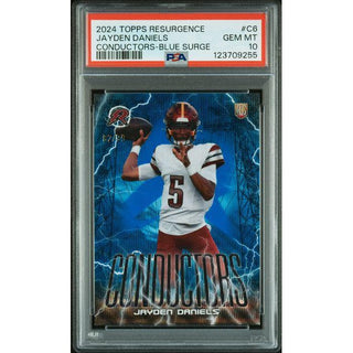 Jayden Daniels 2024 Topps Resurgence Conductors - Blue Surge #C6 PSA 10