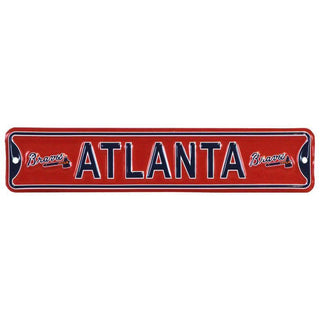 Atlanta Braves City Logo Steel Embossed Mini Street Sign – 3.25" x 16" Official MLB Wall Décor