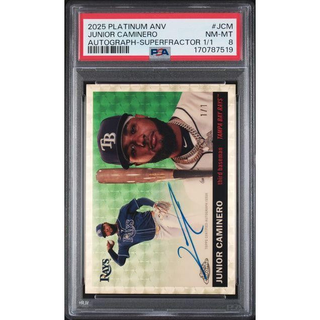 2025 Topps Platinum Anniversary Baseball Junior Caminero Autograph Superfractor 1/1 #CPA-JCM PSA 8