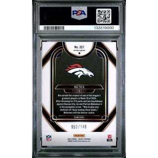 Bo Nix 2024 Panini Select Tri-Color Prizm #221 PSA 9 – Rookie Card
