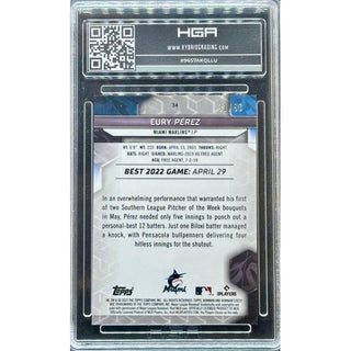 Eury Perez 2023 Bowman’s Best Gold Refractor #34 HGA 10