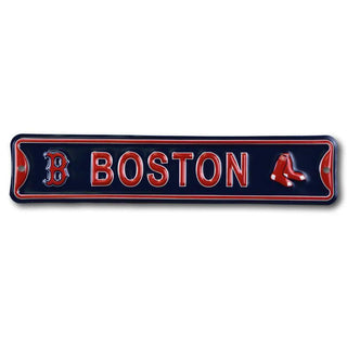 Boston Red Sox City Logo Steel Embossed Mini Street Sign – Official MLB Wall Décor