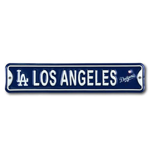 Los Angeles Dodgers City Logo Steel Embossed Mini Street Sign – 3.25" x 16" Official MLB Wall Décor