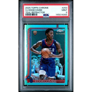 VJ Edgecombe 2025 Topps Chrome Teal Refractor #253 PSA 9 012/299
