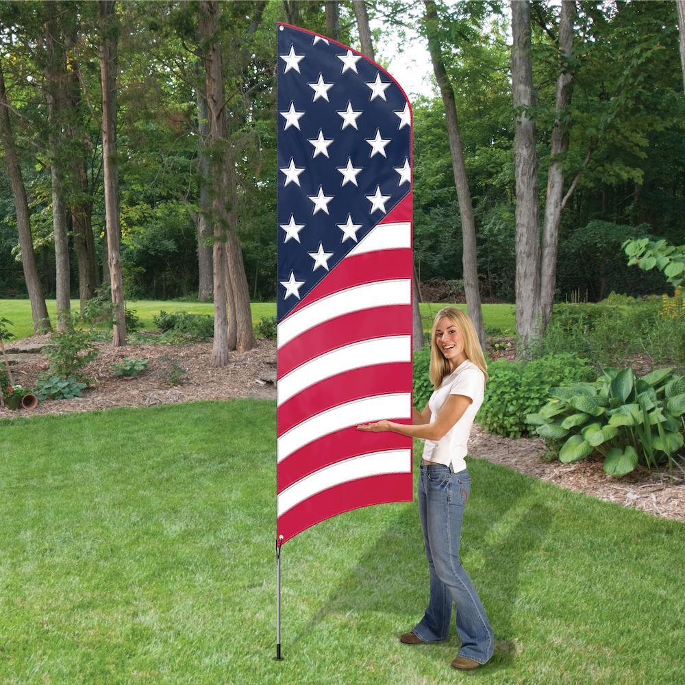 USA Premium Embroidered Nylon Flag Kit 8.5 ft with 11.5 ft Pole