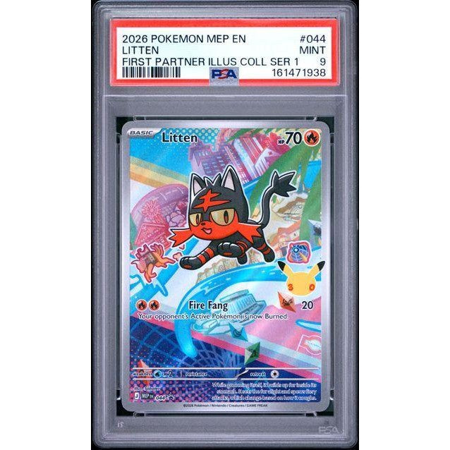 Litten 2026 Pokemon First Partner Series 1 Black Star Promo 044 PSA 9