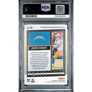 Justin Herbert 2022 Score Autograph End Zone #136 PSA 10 #3/6