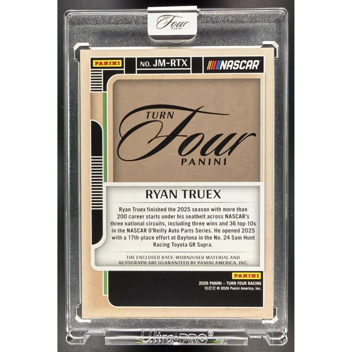 2026 Panini Four Racing Ryan Truex #JM-RTX Jumbo Memorabilia 11/20 Non-Graded