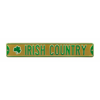 Notre Dame Fighting Irish “Irish Country” 6" x 36" Embossed Steel Street Sign – Official NCAA Wall Décor