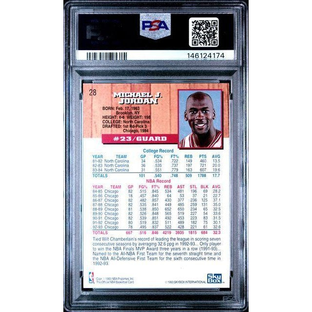Michael Jordan 1993 Hoops #28 PSA 8