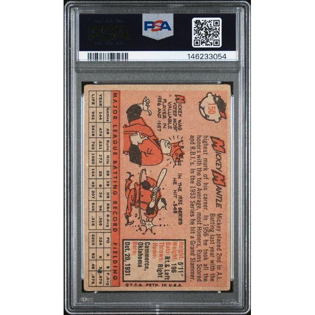 Mickey Mantle 1958 Topps #150 PSA 2