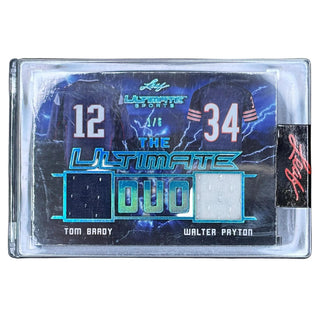 Tom Brady & Walter Payton 2021 Leaf The Ultimate Duo #UD-18 Relic Card