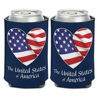 Patriotic Heart Flag Can Cooler 12 oz – American 250 years