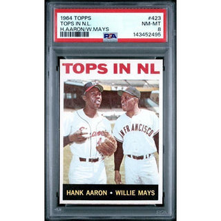 1964 Hank Aaron/Willie Mays Topps In N.L. #423 PSA 8