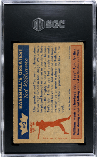 Ted Williams / Babe Ruth 1959 Fleer Ted’s Idol #2 SGC 5