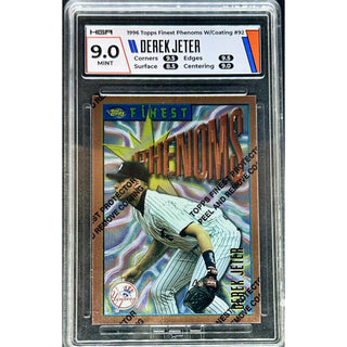 Derek Jeter 1996 Topps Finest Phenoms #92 w/Coating HGA 9.0