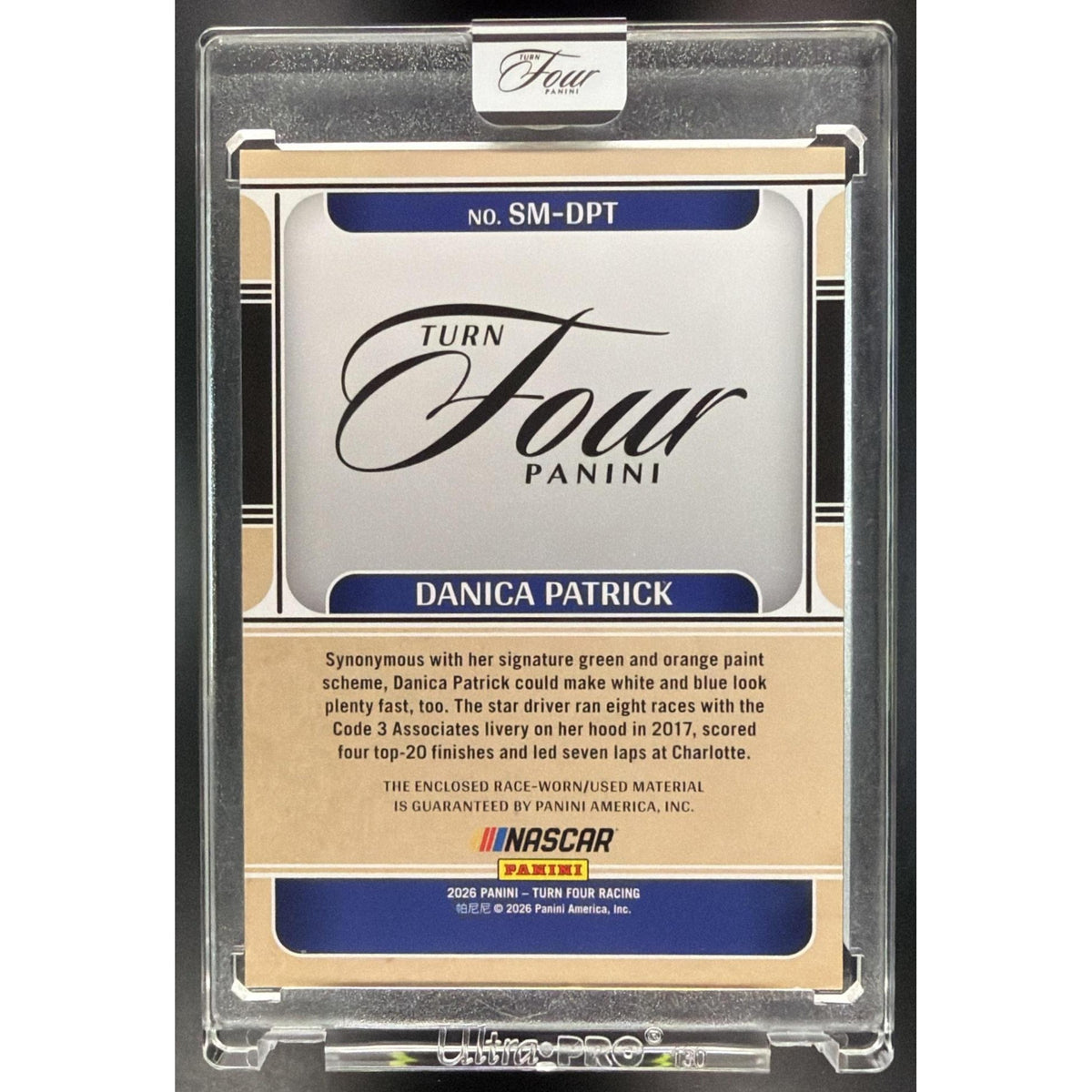 2026 Panini Four Racing Danica Patrick #SM-DPT Sheet Metal Swatches 32/99 Non-Graded