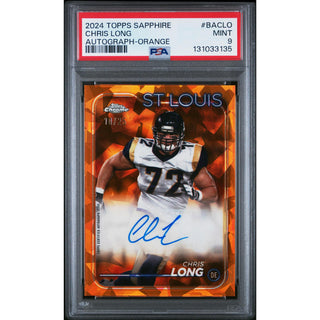 Chris Long 2024 Topps Sapphire Autograph-Orange #BACLO – PSA 9