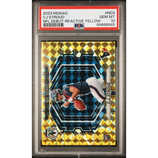 2023 Mosaic CJ Stroud NFL Debut-Reactive Yellow #ND3 Gem Mint 10