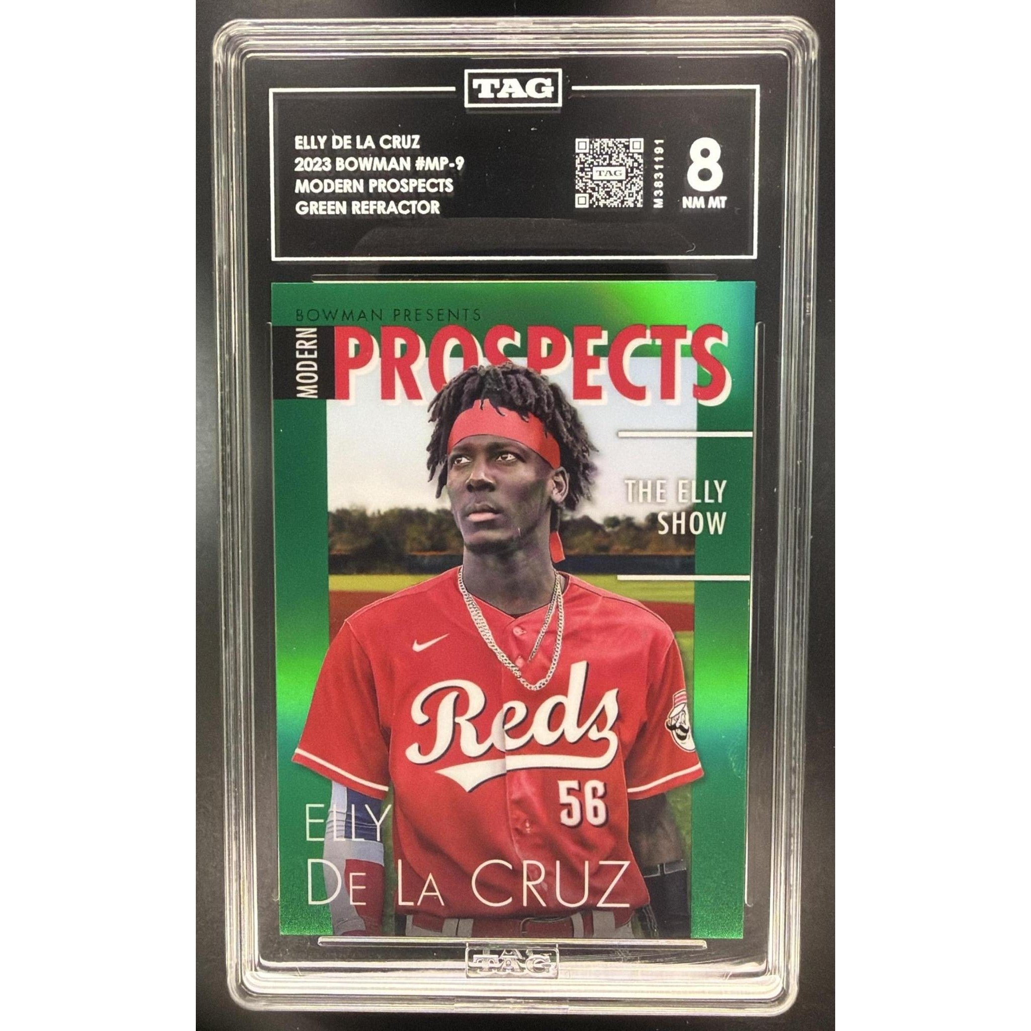 Elly De La Cruz 2023 Bowman Modern Prospects Green Refractor #MP-9 TAG 8 #92/99