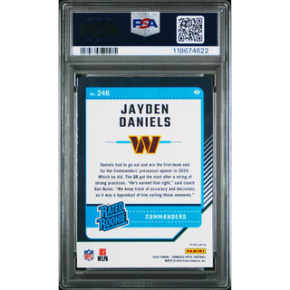 Jayden Daniels 2024 Donruss Optic Blue Hyper #248 PSA 10