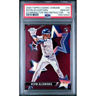 Kevin Alcantara 2025 Topps Cosmic Chrome Starfractor-Red Refractor #74 PSA 10