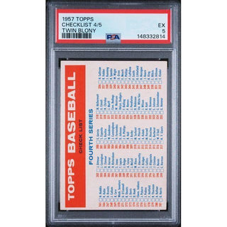 Checklist 4/5 1957 Topps Twin Blony PSA 5