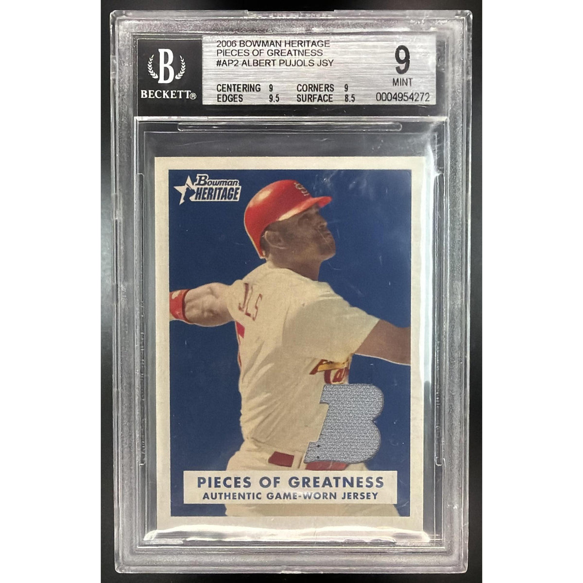 Albert Pujols 2006 Bowman Heritage #AP2 Beckett 9
