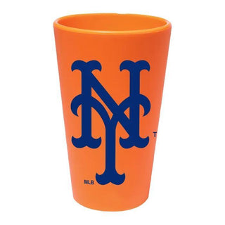 New York Mets 16 oz Silicone Pint Glass – Orange with Blue Logo