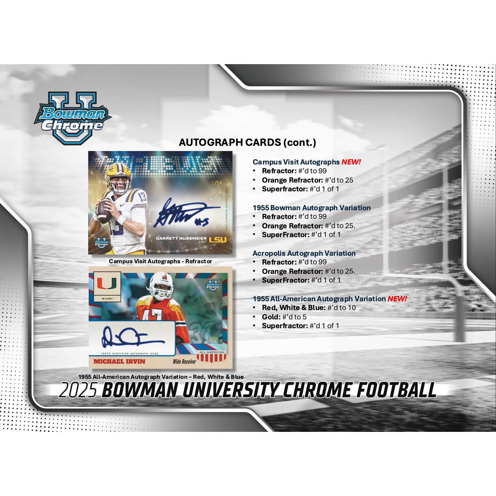2025 Bowman Chrome University Football Blaster Box