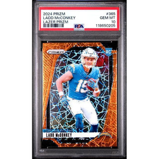Ladd McConkey 2024 Panini Prizm Lazer #365 PSA 10