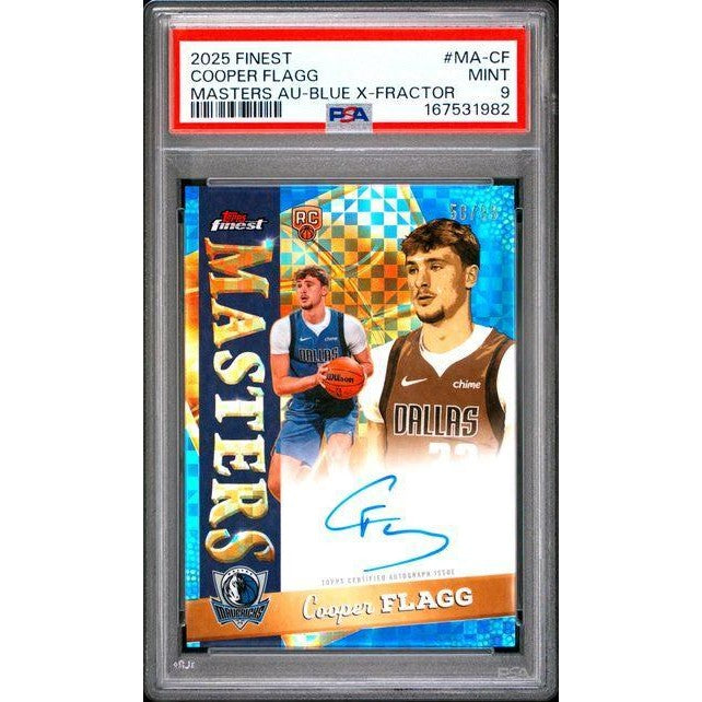 2025 Topps Finest Masters Autographs #MA-CF Cooper Flagg Masters AU-Blue X-Fractor PSA 9