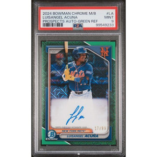 Luisangel Acuña 2024 Bowman Mega Box Chrome Prospects Auto Green Refractor #LA PSA 9