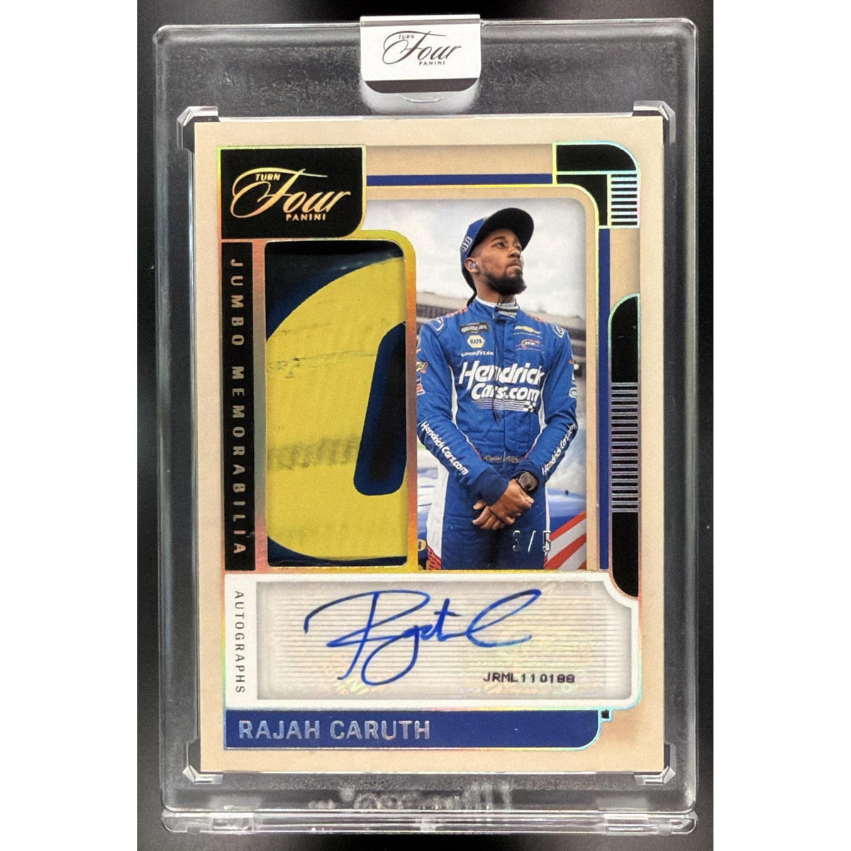 2026 Panini Turn Four Rajah Caruth #JM-RJC NASCAR Numbered 3/5 Non-Graded