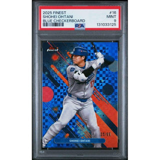 Shohei Ohtani 2025 Finest Blue Checkerboard #16 – PSA 9