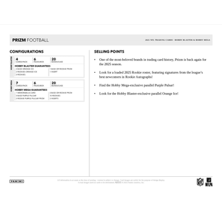 2025 Panini Prizm Football Hobby Mega 20-Box Case