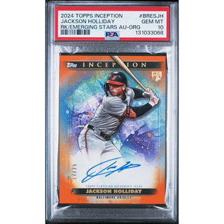 Jackson Holliday 2024 Topps Inception RK/Emerging Stars Au‑Org #BRESJH – PSA 10