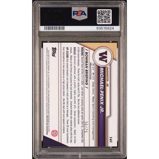 Michael Penix JR. 2023 Bowman University Chrome #141 Yellow PSA 9
