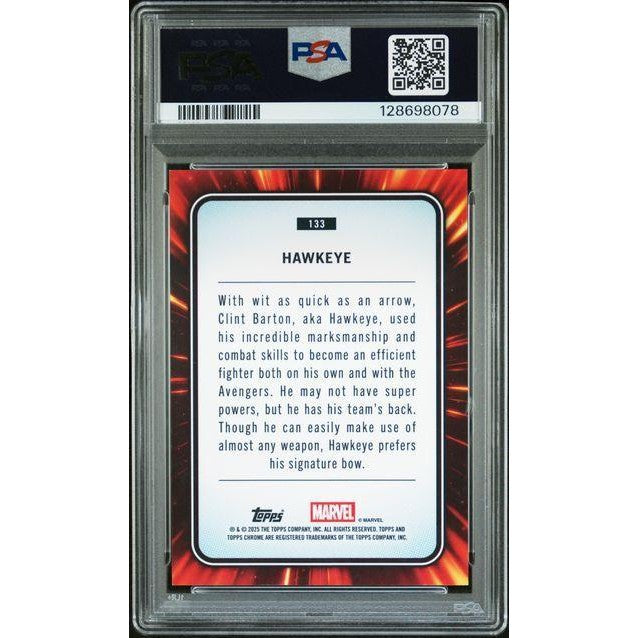 Hawkeye 2025 Topps Chrome Marvel Orange Lava #133 PSA 9