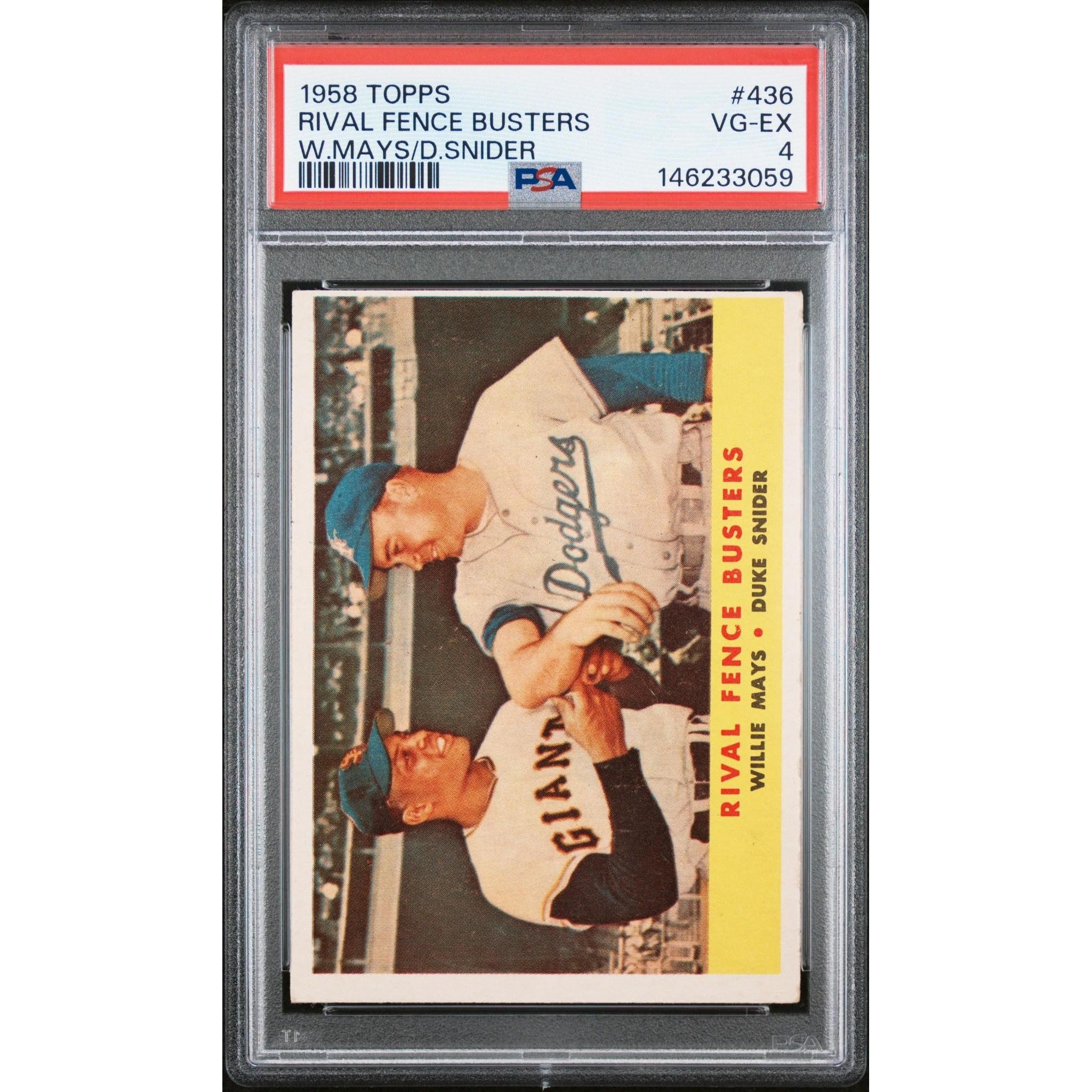 Rival Fence Busters 1958 Topps W. Mays/D. Snider #436 PSA 4