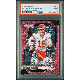 Patrick Mahomes II 2024 Prizm No Huddle Pink #138 PSA 9