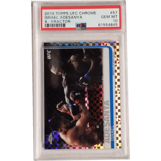 Israel Adesanya: 2019 Topps UFC Chrome X-Fractor #57 PSA 10