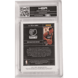 Desmond Bane: 2020-21 Panini One and One Rookie Jersey Autographs #RJA-DBN HGA 9.0