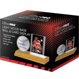 Display Case: Light Wood Base Ball & Card - Ultra Pro