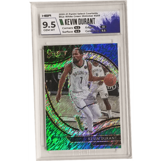 Kevin Durant: 2020-21 Panini Select Courtside Blue White Green Shimmer #259 HGA 9.5