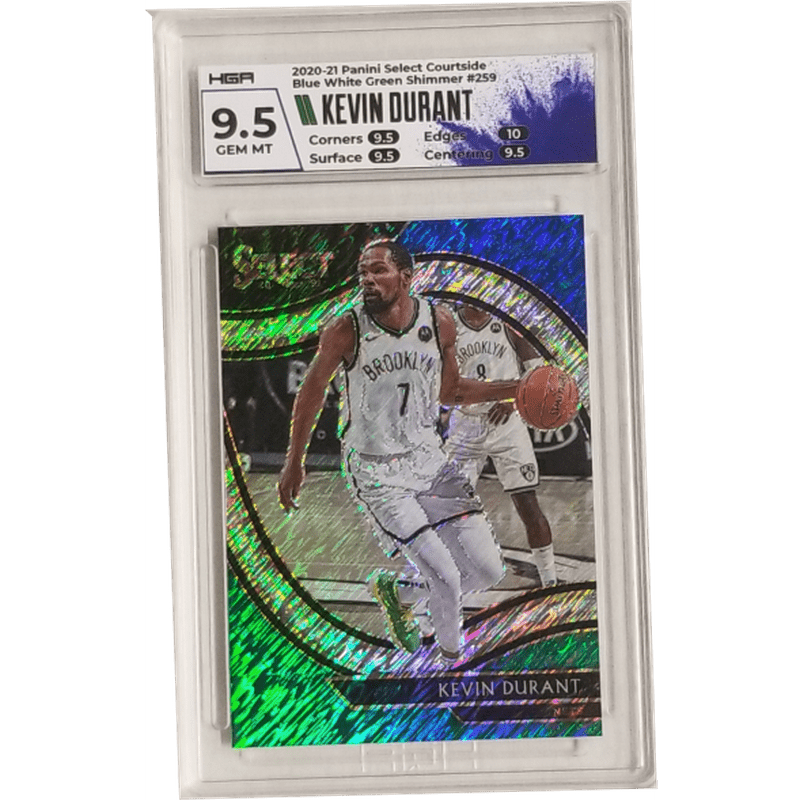 Kevin Durant: 2020-21 Panini Select Courtside Blue White Green Shimmer #259 HGA 9.5