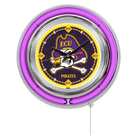 Clock: East Carolina Pirates - Neon